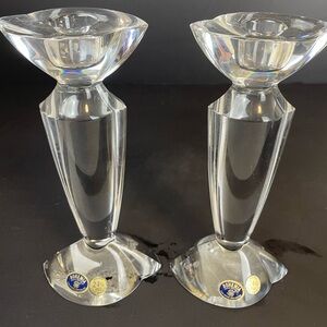 A Pair Of Bohemia 13” Crystal Candlesticks 24%